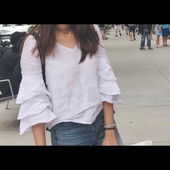 Zara white ruffled too long sleeve - Picture 4 of 4